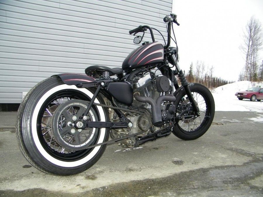 harleysportsterbobberrubbermountevoswingarmframebobbersand