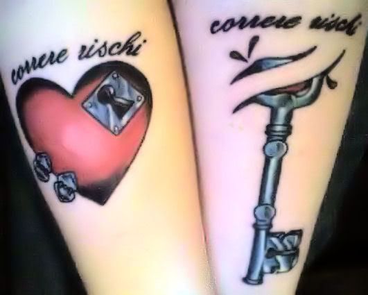 key lock tattoo. Assorted color and design tattoo style key chain