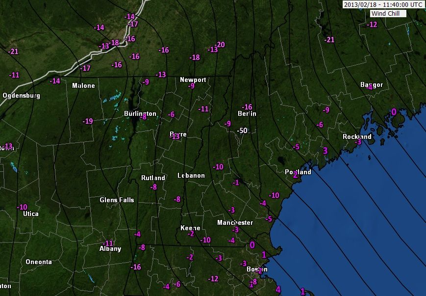 Vermont Weather (Burlington, Richford, Washington calculated, backyard
