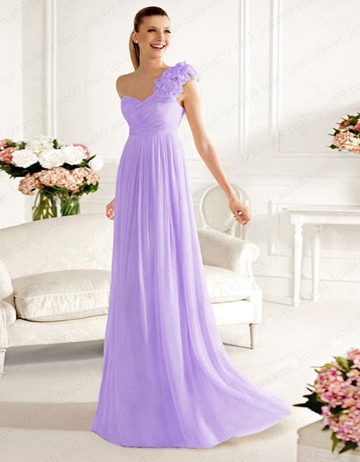 New Elegant One shoulder Bridesmaid Dress Formal Evening Dress Size UK