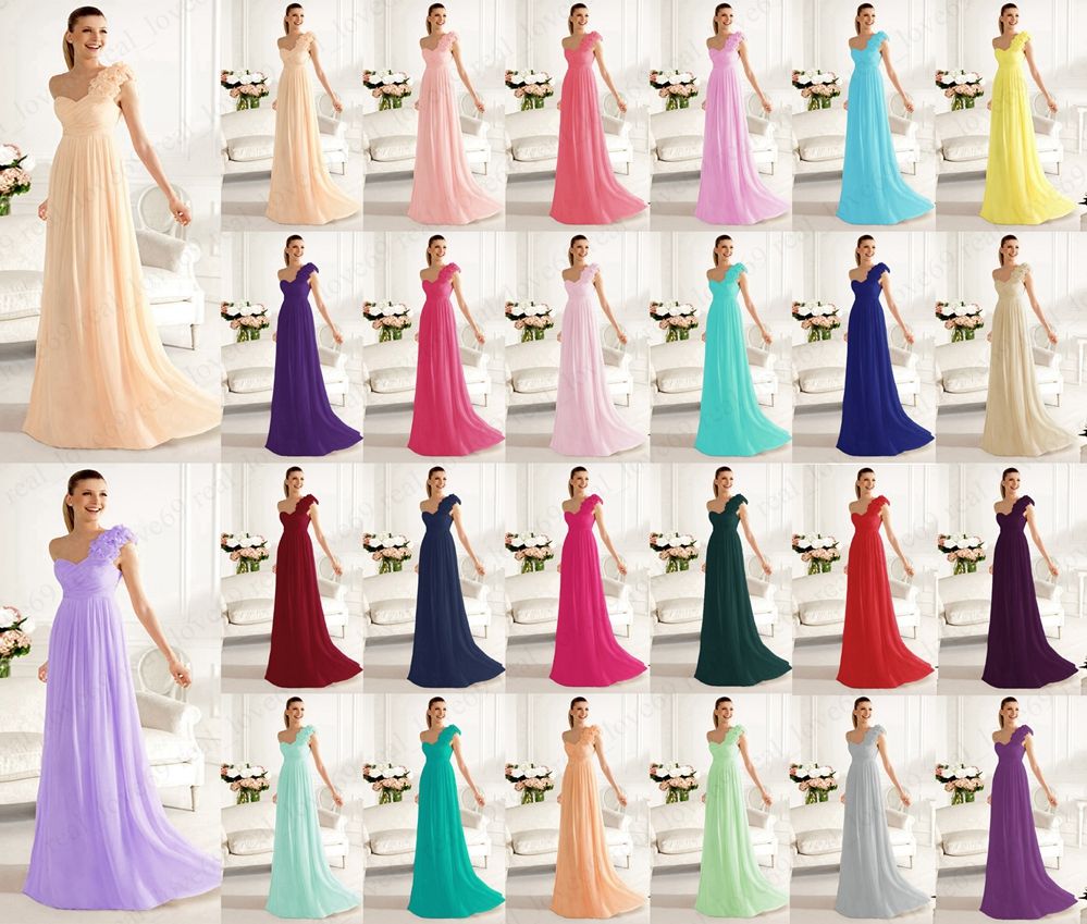 New Elegant One shoulder Bridesmaid Dress Formal Evening Dress Size UK