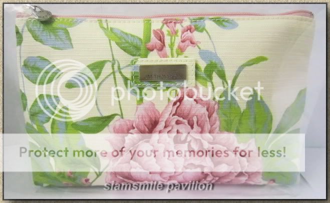 New Jim Thompson Cotton Sweet Pink Flora Cosmetic bag  