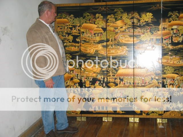 THE GOLD Screens & Room Dividers BEI SONG FAN HUA TU WITH RED WOOD 